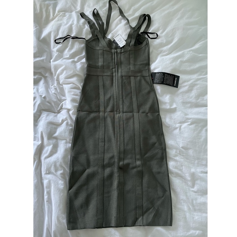 NWT BEBE 3 Strap Bandage Midi Dress - Olive Green - Picture 6 of 7